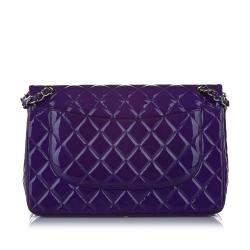Pre Owned Chanel Purple Caviar Leather Classic Jumbo Double Flap Bag