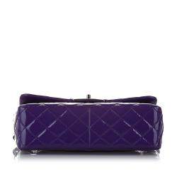 Pre Owned Chanel Purple Caviar Leather Classic Jumbo Double Flap Bag