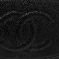 مملوكة مسبقًا Chanel Black Caviar Leather CC Timeless Wallet On Chain