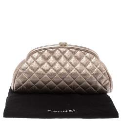 Pre Owned Chanel Light Rose Gold Perforated Leather CC Timeless Clutch