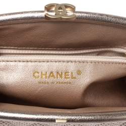 Pre Owned Chanel Light Rose Gold Perforated Leather CC Timeless Clutch