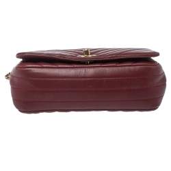 Pre Owned Chanel Burgundy Chevron Leather Mini Statement Flap Bag