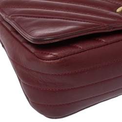Pre Owned Chanel Burgundy Chevron Leather Mini Statement Flap Bag
