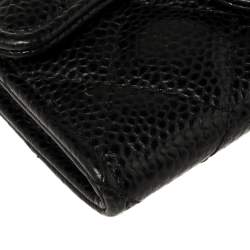 Pre Owned Chanel Black Quilted Caviar Leather Card Holder 