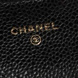 Pre Owned Chanel Black Quilted Caviar Leather Card Holder 