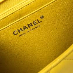 Pre Owned Chanel Yellow Quilted Leather Maxi Classic Single Flap Bag
