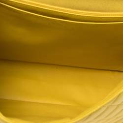 Pre Owned Chanel Yellow Quilted Leather Maxi Classic Single Flap Bag