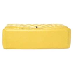 Pre Owned Chanel Yellow Quilted Leather Maxi Classic Single Flap Bag