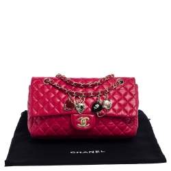 Chanel Fuchsia Quilted Leather Small Valentine Charm Single Flap Bag