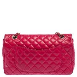 Chanel Fuchsia Quilted Leather Small Valentine Charm Single Flap Bag