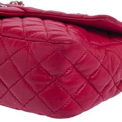 Chanel Fuchsia Quilted Leather Small Valentine Charm Single Flap Bag
