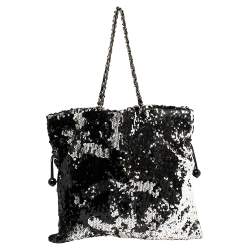 Chanel Black Sequins Embellished Summer Night Drawstring Bag