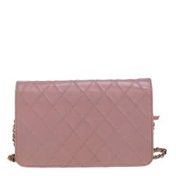 Chanel Pink Quilted Leather WOC Clutch Bag