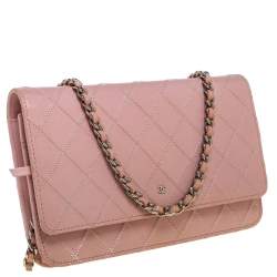 Chanel Pink Quilted Leather WOC Clutch Bag