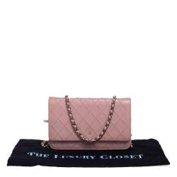 Chanel Pink Quilted Leather WOC Clutch Bag