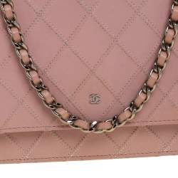 Chanel Pink Quilted Leather WOC Clutch Bag