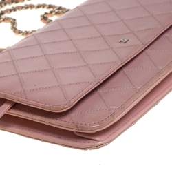Chanel Pink Quilted Leather WOC Clutch Bag