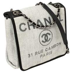 Pre Owned Chanel Grey Raffia Deauville Messenger Bag