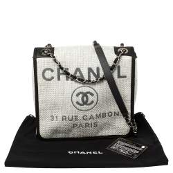 Pre Owned Chanel Grey Raffia Deauville Messenger Bag