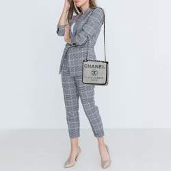 Pre Owned Chanel Grey Raffia Deauville Messenger Bag