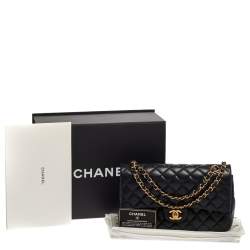Pre Owned Chanel Black Quilted Leather Medium Classic Double Flap Bag