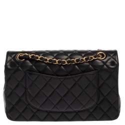 Pre Owned Chanel Black Quilted Leather Medium Classic Double Flap Bag