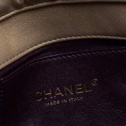 Pre Owned Chanel Gold Leather Pearl Wallet on Chain