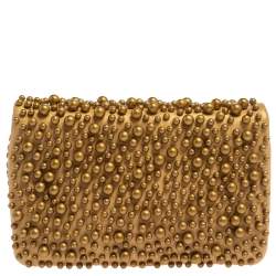 Pre Owned Chanel Gold Leather Pearl Wallet on Chain