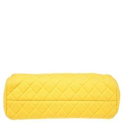 Pre Owned Chanel Yellow Quilted Jersey Small Just Mademoiselle Bowler Bag