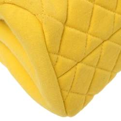 Pre Owned Chanel Yellow Quilted Jersey Small Just Mademoiselle Bowler Bag
