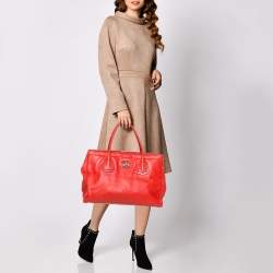 Chanel Red Leather Executive Cerf Shopper Tote