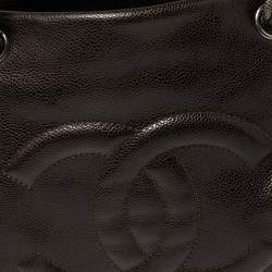 Pre Owned Chanel Dark Brown Caviar Leather CC Chain Tote