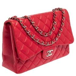 مملوكة مسبقًا Chanel Fuchsia Quilted Leather Jumbo Classic Single Flap Bag