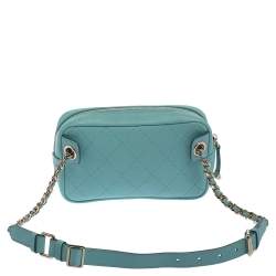 Pre Owned Chanel Light Blue Leather Casual Trip Waist Bag