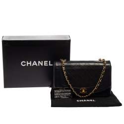 Pre Owned Chanel Black Quilted Leather Diana Flap Bag