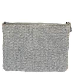 Pre Owned Chanel Light Blue Raffia Deauville Clutch