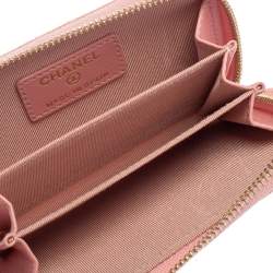CHANEL Caviar Quilted Zip Coin Purse Pink 659404