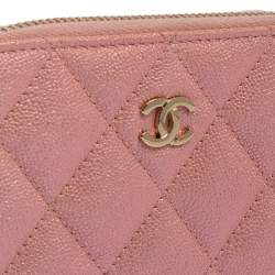 Pre Owned Chanel Pink Quilted Caviar Leather CC Zip Coin Purse