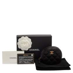 Pre Owned Chanel Black Quilted Leather CC  Round Coin Purse