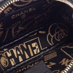 Pre Owned Chanel Black Quilted Leather CC  Round Coin Purse