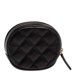 Pre Owned Chanel Black Quilted Leather CC  Round Coin Purse