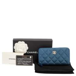 Pre Owned محفظة شانيل مزينة سي سي سحاب ملتف جلد كافيار أحمر