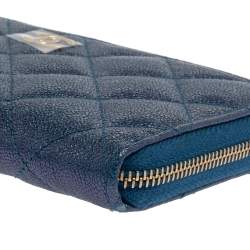 Pre Owned محفظة شانيل مزينة سي سي سحاب ملتف جلد كافيار أحمر