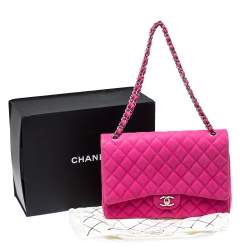 مملوكة مسبقًا Chanel Pink Quilted Caviar Leather Maxi Classic Double Flap Bag
