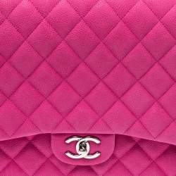 مملوكة مسبقًا Chanel Pink Quilted Caviar Leather Maxi Classic Double Flap Bag