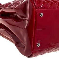 Pre Owned Chanel Red Quilted Patent Leather Medium Just Mademoiselle Bowler Bag