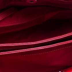 Pre Owned Chanel Red Quilted Patent Leather Medium Just Mademoiselle Bowler Bag