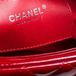 Pre Owned Chanel Red Quilted Patent Leather Medium Just Mademoiselle Bowler Bag
