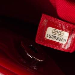 Pre Owned Chanel Red Quilted Patent Leather Medium Just Mademoiselle Bowler Bag