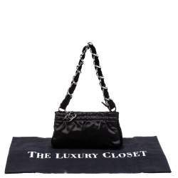 Pre Owned Chanel Black Satin and Velvet Chain Clutch Bag